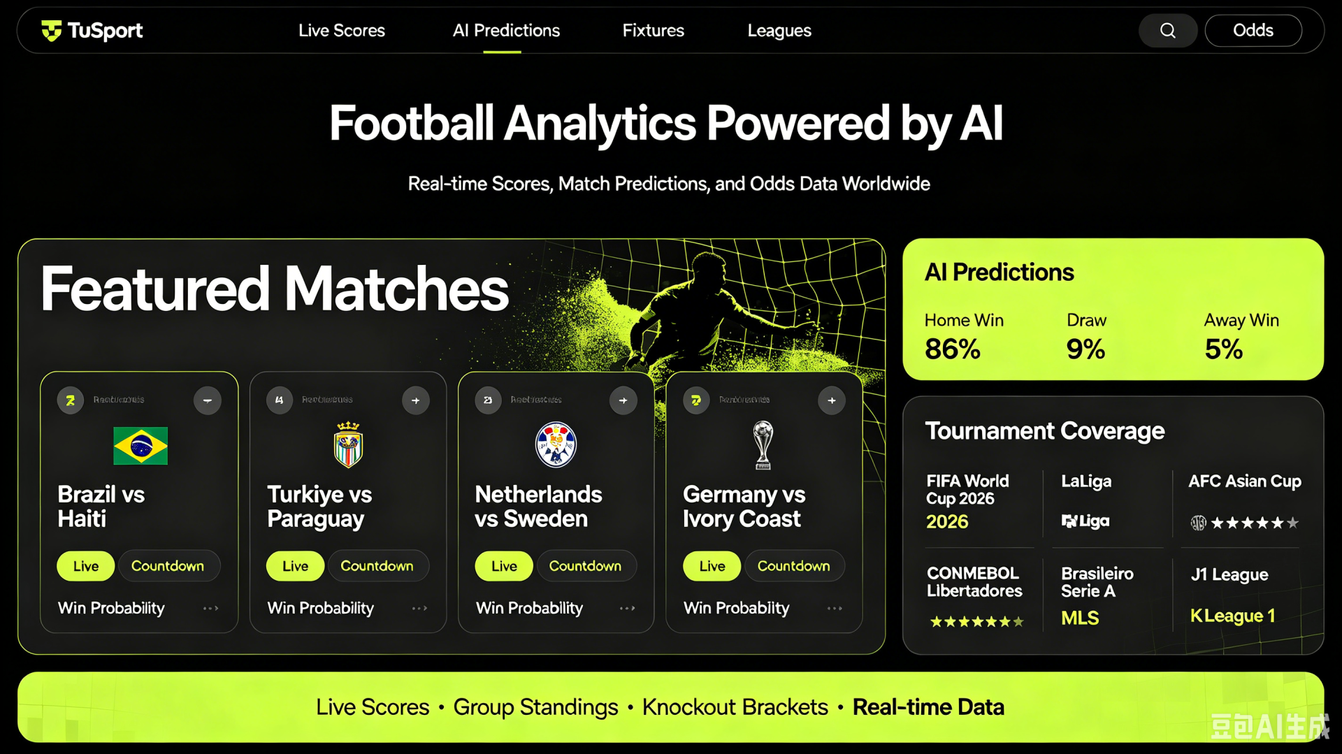 TuSport - Live Football Scores, AI Predictions & Real-Time Match Data
