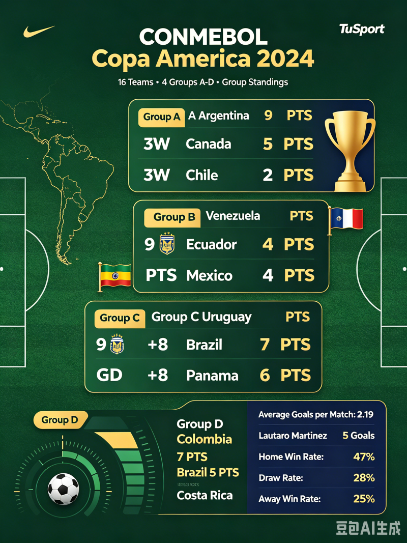 CONMEBOL Copa America 2024 Team Goals Ranking & Statistics